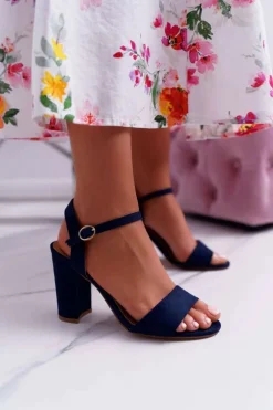 Sandały Damskie Zamszowe Granatowe Baloo