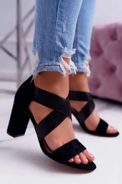 Sandały Damskie Zamszowe Wsuwane Czarne Varina