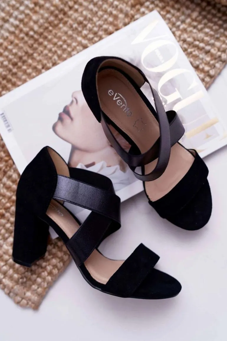 Sandały Damskie Zamszowe Wsuwane Czarne Varina