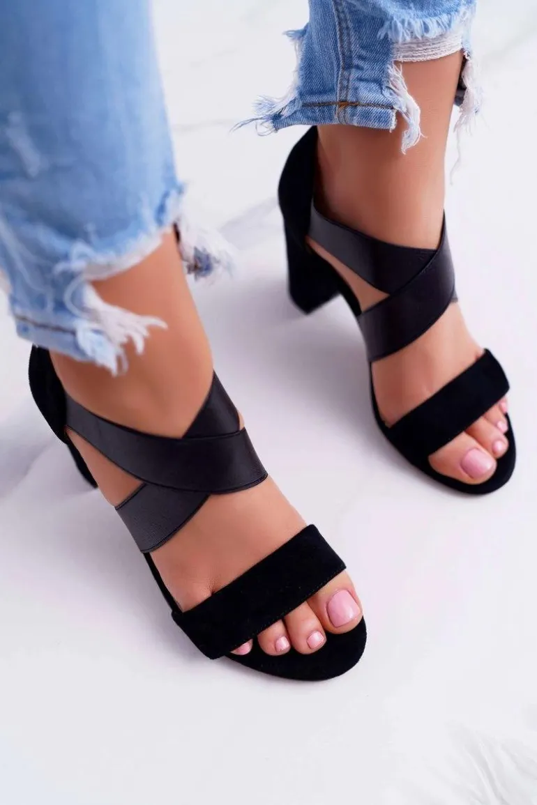 Sandały Damskie Zamszowe Wsuwane Czarne Varina
