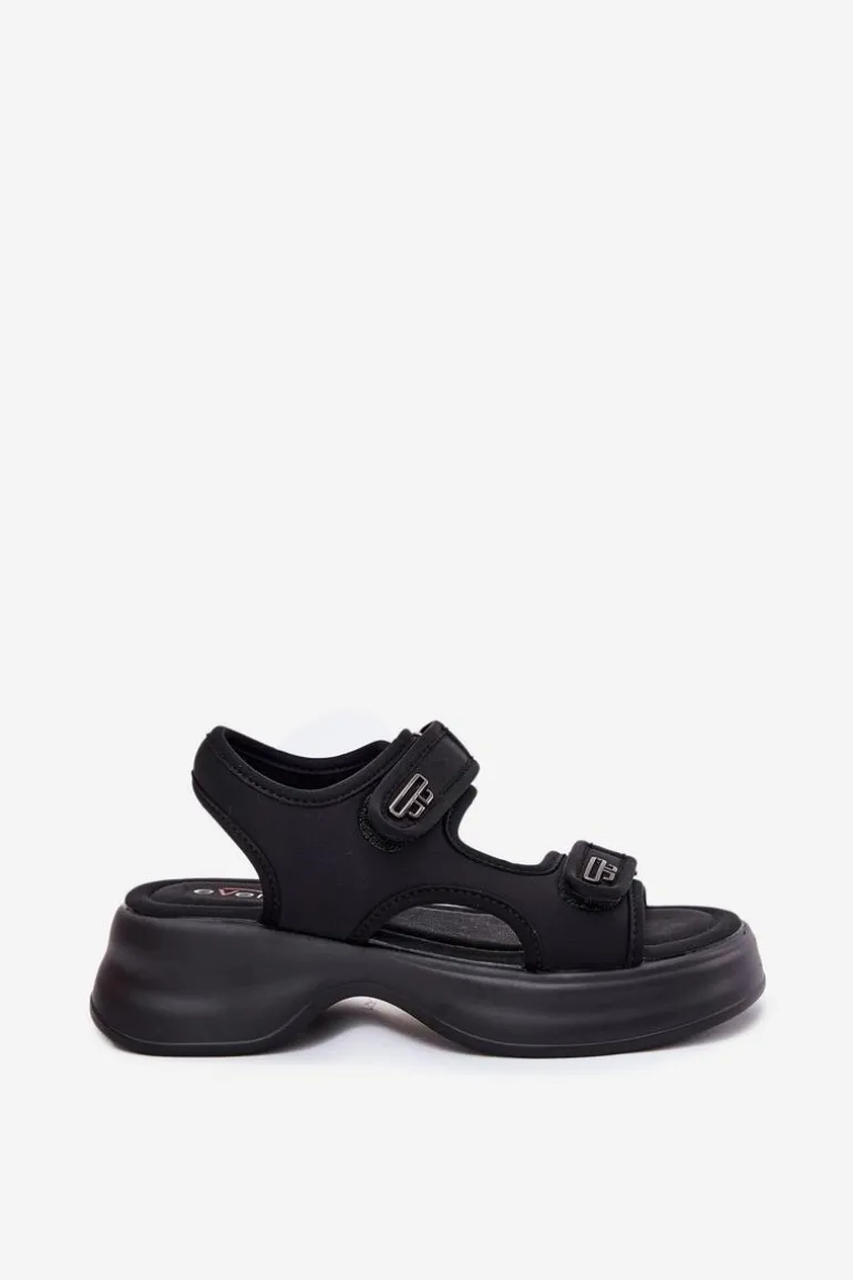 Sandały Damskie Ze Złotymi Detalami Czarne Luvira