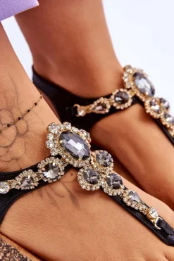 Sandały Japonki Na Korkowej Platformie Czarne Naomi