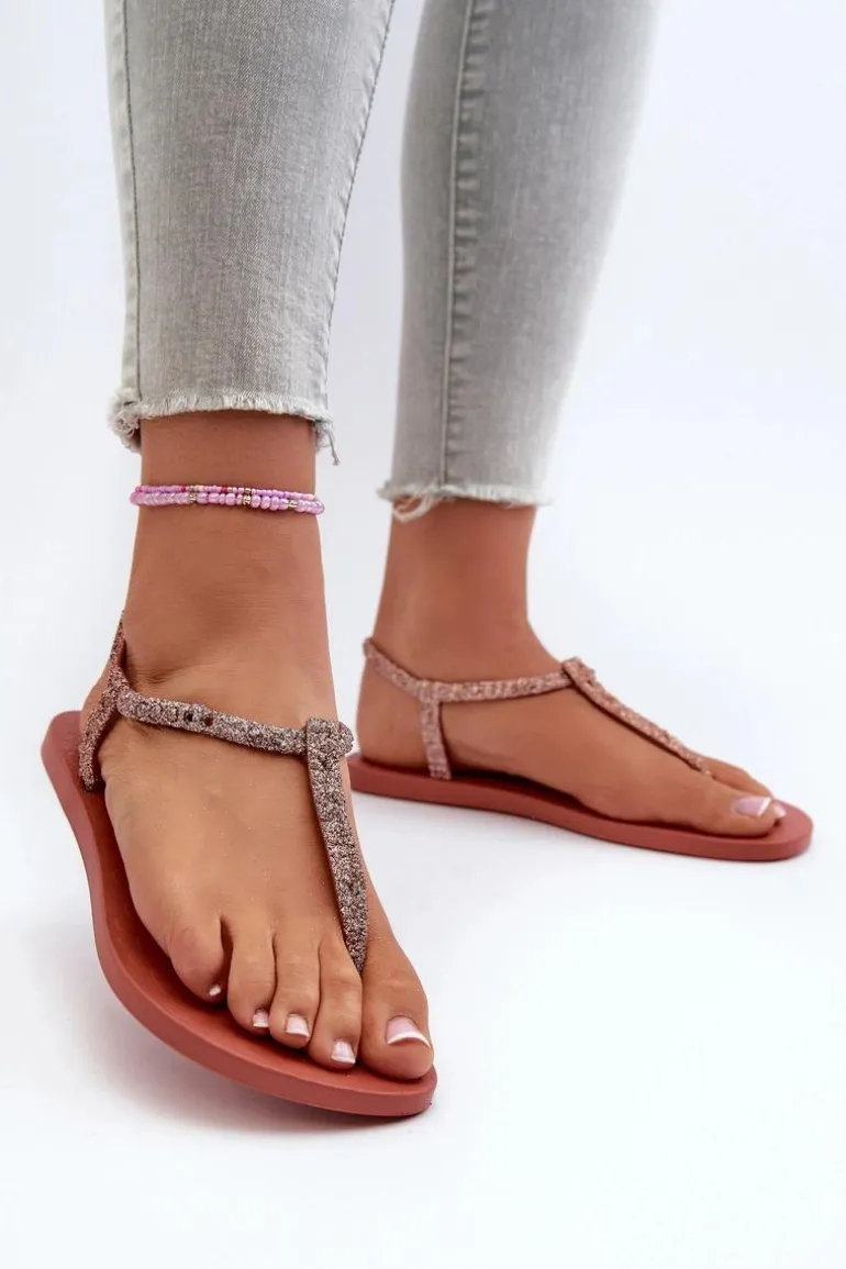 Sandały Japonki Z Brokatem Damskie 26914 Ipanema Class Brilha Fem Koralowe