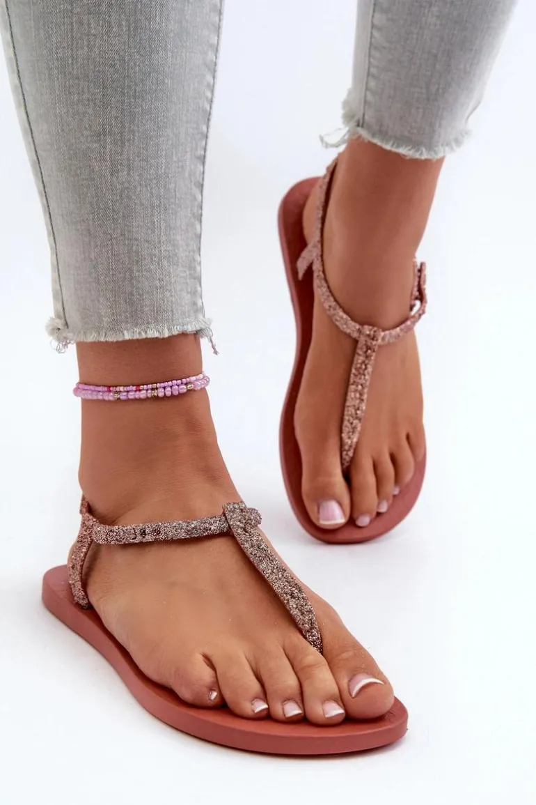 Sandały Japonki Z Brokatem Damskie 26914 Ipanema Class Brilha Fem Koralowe