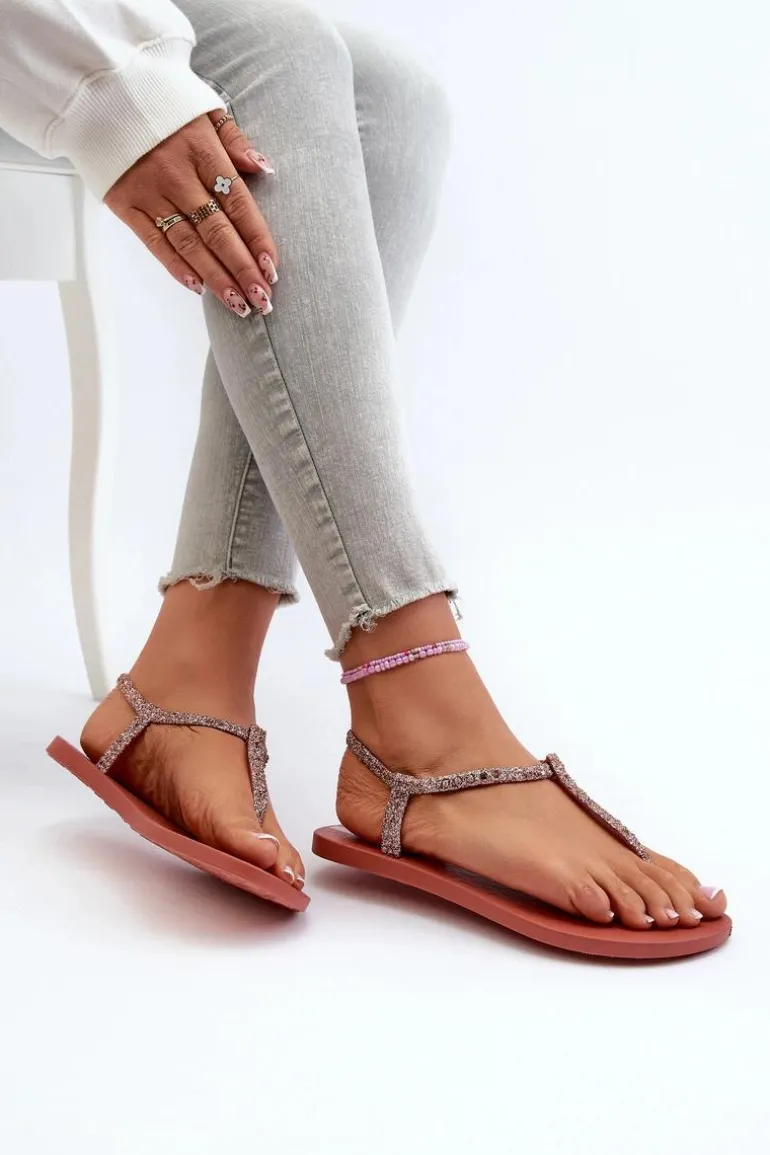 Sandały Japonki Z Brokatem Damskie 26914 Ipanema Class Brilha Fem Koralowe