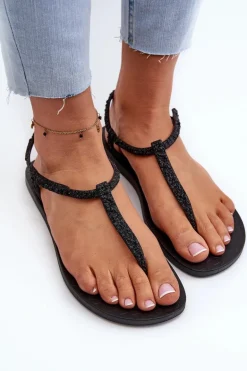 Sandały Japonki Z Brokatem Damskie 26914 Ipanema Class Brilha Fem Czarne