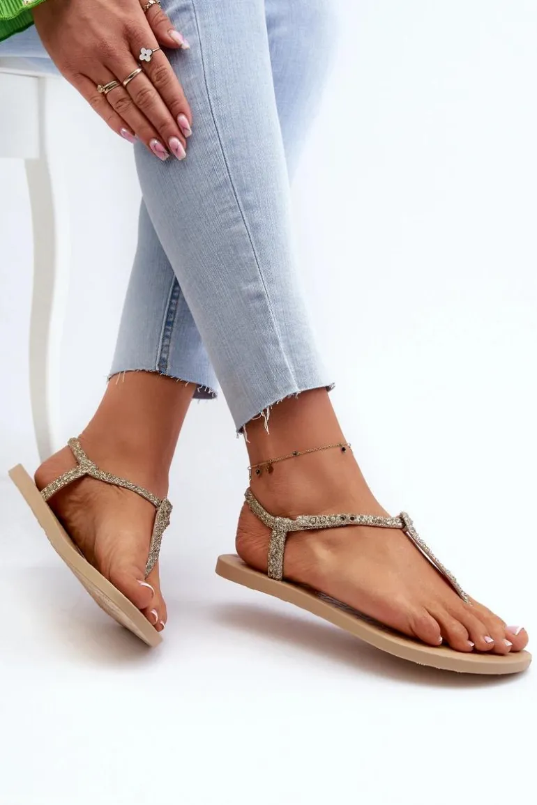 Sandały Japonki Z Brokatem Damskie 26914 Ipanema Class Brilha Fem Złote