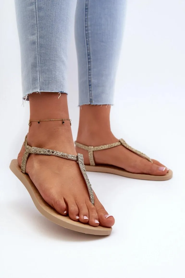 Sandały Japonki Z Brokatem Damskie 26914 Ipanema Class Brilha Fem Złote