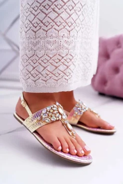 Sandały Japonki Z Kryształami Lu Boo Różowe