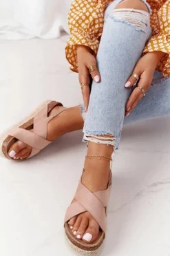 Sandały Na Korkowej Platformie Big Star FF274A130 Beżowe