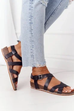 Sandały Na Korkowej Podeszwie Big Star DD274A009 Czarne