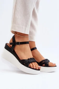 Sandały Na Koturnie Czarne Esinna