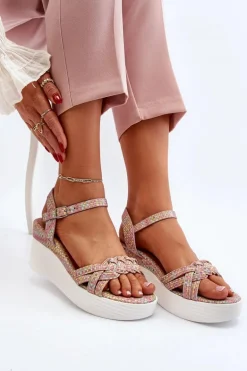 Sandały Na Koturnie Multikolor Esinna