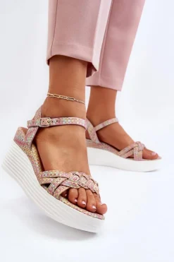 Sandały Na Koturnie Multikolor Esinna