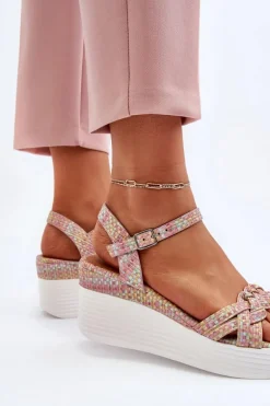 Sandały Na Koturnie Multikolor Esinna