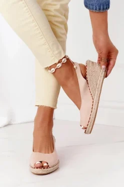 Sandały Na Koturnie Z Plecionką Beżowe Las Palomas