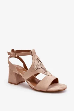 Sandały Na Niskim Obcasie Nude Eleriva