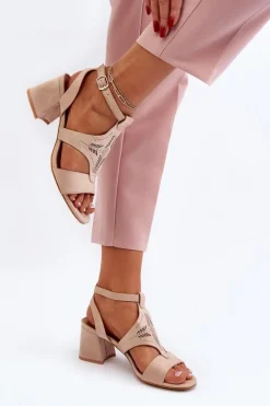 Sandały Na Niskim Obcasie Nude Eleriva