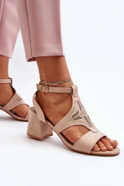 Sandały Na Niskim Obcasie Nude Eleriva