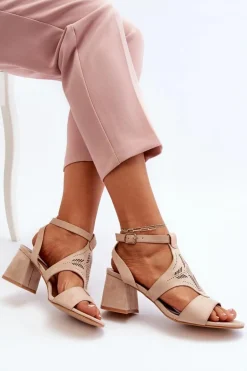 Sandały Na Niskim Obcasie Nude Eleriva