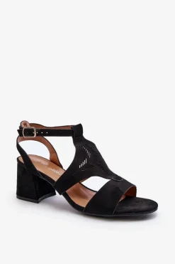 Sandały Na Niskim Obcasie Czarne Eleriva