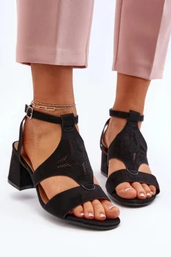 Sandały Na Niskim Obcasie Czarne Eleriva