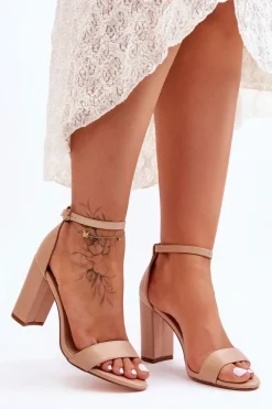 Sandały Na Obcasie Beżowe Individual