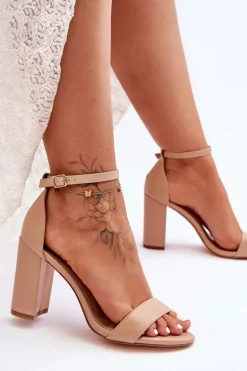 Sandały Na Obcasie Beżowe Individual