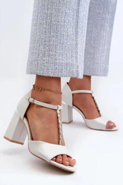 Sandały Na Obcasie Z Cyrkoniami Srebrne Aniya