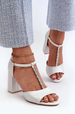 Sandały Na Obcasie Z Cyrkoniami Srebrne Aniya