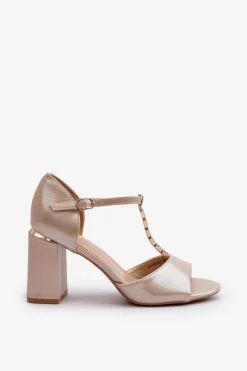 Sandały Na Obcasie Z Cyrkoniami Złote Aniya