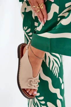 Sandały Na Płaskim Obcasie Z Ozdobą Eko Skóra Beżowe Tillireta