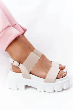 Sandały Na Platformie Beżowe Vagabond