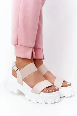 Sandały Na Platformie Beżowe Vagabond