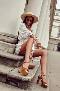 Sandały Na Słupku Big Star JJ274533 Camel