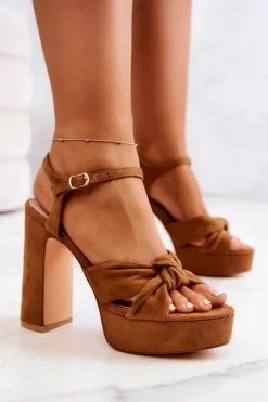 Sandały Na Słupku Big Star JJ274533 Camel