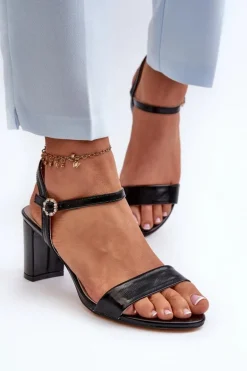 Sandały Na Słupku Czarne Glindra