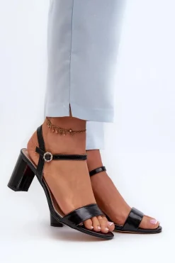 Sandały Na Słupku Czarne Glindra