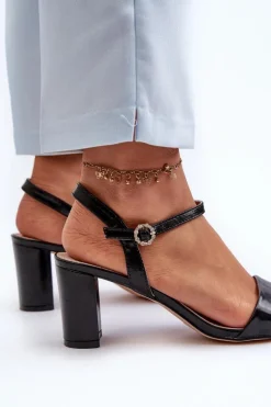 Sandały Na Słupku Czarne Glindra