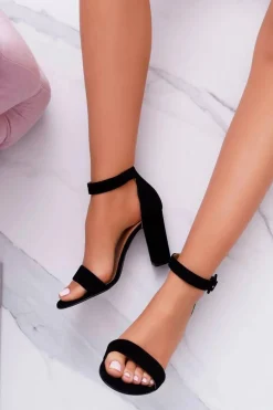 Sandały Na Słupku Laura Messi 1760 Skórzane Czarne Iliady