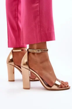 Sandały Na Słupku Różowe Złoto Thakko
