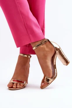 Sandały Na Słupku Różowe Złoto Thakko