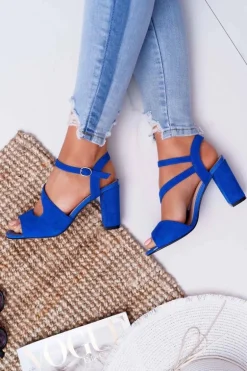 Sandały Na Słupku Sergio Leone SK868 Niebieskie