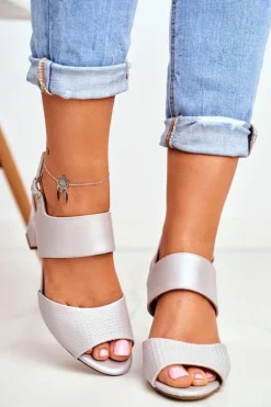 Sandały Na Słupku Sergio Leone SK778 Srebrne