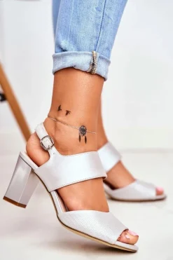 Sandały Na Słupku Sergio Leone SK778 Srebrne