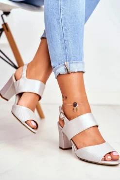 Sandały Na Słupku Sergio Leone SK778 Srebrne