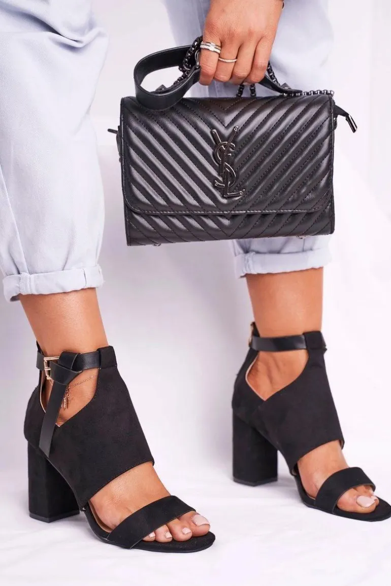 Sandały Na Słupku Z Cholewką Vinceza 20-17054 Czarne