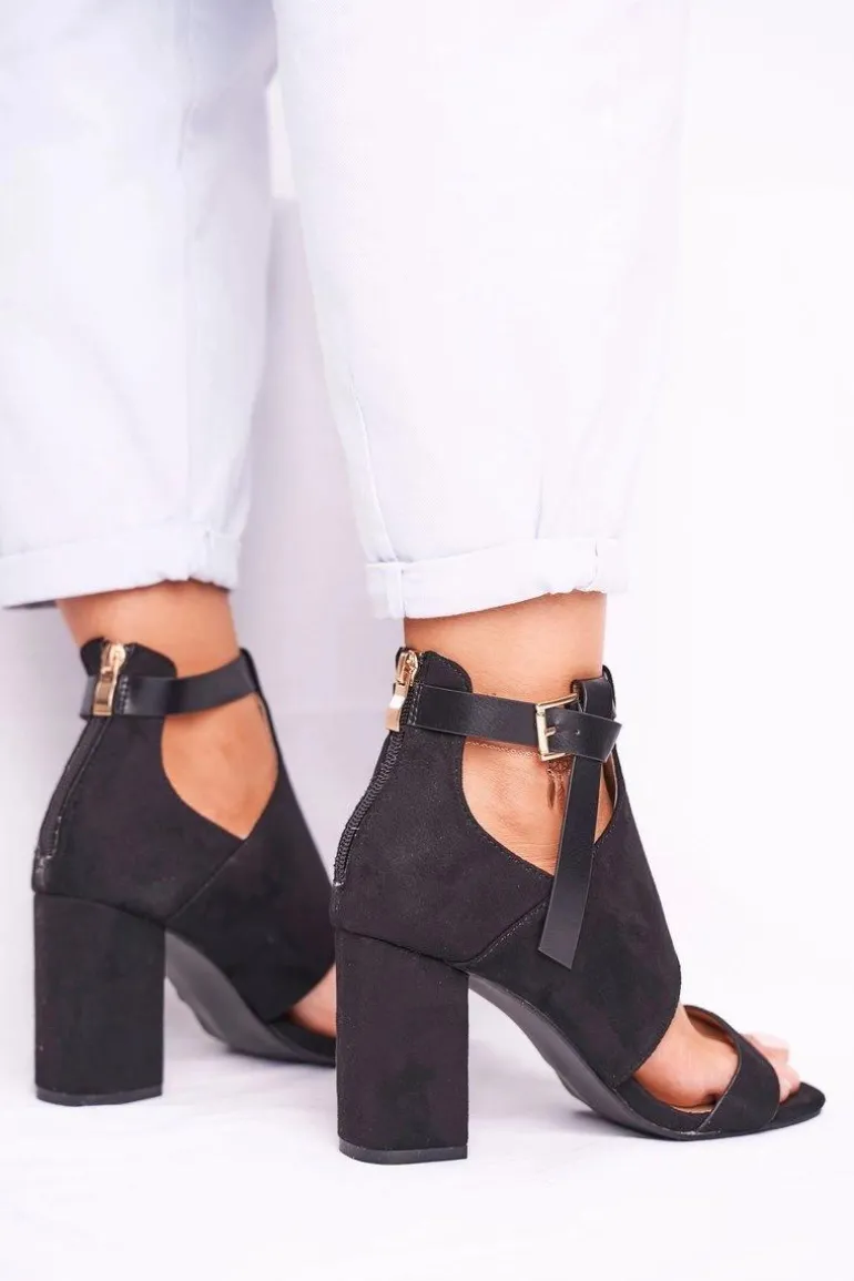 Sandały Na Słupku Z Cholewką Vinceza 20-17054 Czarne