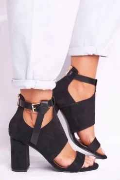 Sandały Na Słupku Z Cholewką Vinceza 20-17054 Czarne