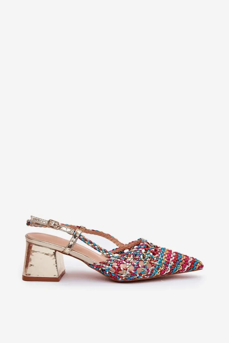 Sandały Na Słupku Z Plecionką I Szpiczastymi Noskami Multikolor Resterri